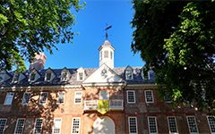 Upward view of the historic Wren Building
