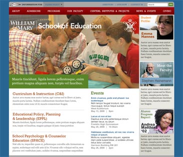 School of Education homepage design