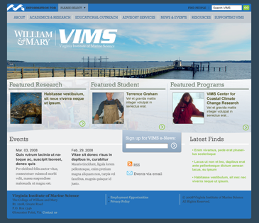 VIMS homepage design