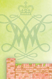Watercolor illustration with brick wall visible at the bottom and a cypher on a green background above