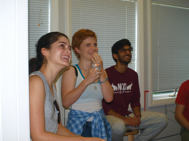 Learning about what to expect in the escape room...