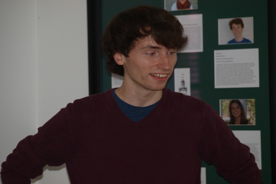 Wade '16 sharing his words of wisdom with the current scholars