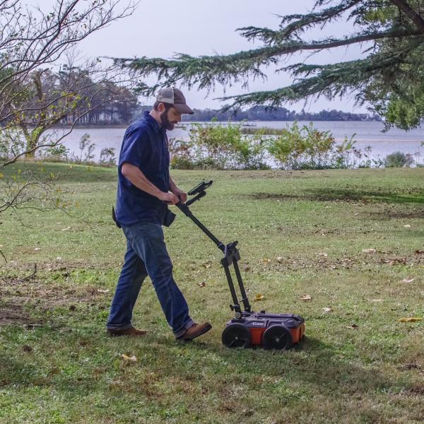 Bob Chartrand conducting a GPR survey