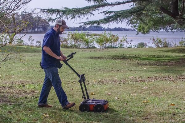 Bob Chartrand conducting a GPR survey