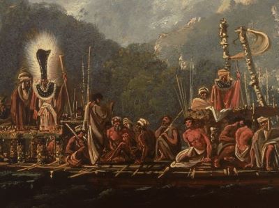 Review of the War Galleys at Tahiti (1776), William Hodges, British, oil, National Maritime Museum, London