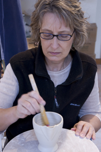 Marlene Jack in the ceramics studio