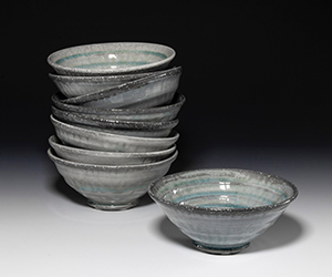 Mike Jabbur, Rice Bowls, stoneware, soda fired and wheel thrown, 2019