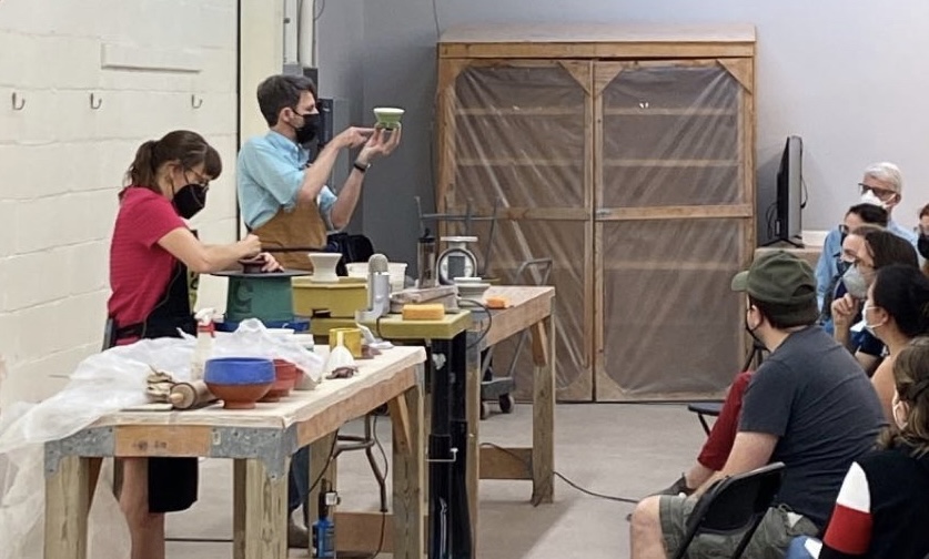 Mike Jabbur, co-teaching a workshop at the American Pottery Festival, Northern Clay Center, Minneapolis, MN