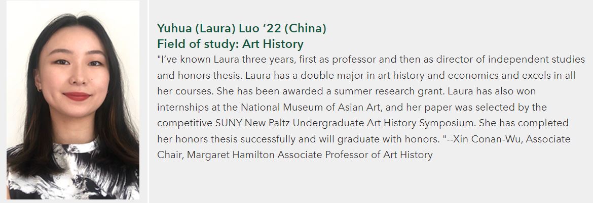 Laura Yuhua Luo, winner of the '22 WM International Student Achievement Award
