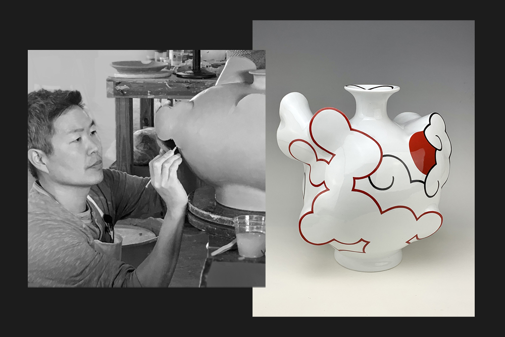 Art & Art History's Fall '22 Distinguished Lecturer, Sam Chung. "Cloud Flask", porcelain, 2021