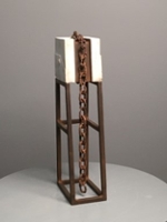 Jayson Lowery, Broken Bond, 2023, limestone and steel, 20 x 7 x 4.5 in.