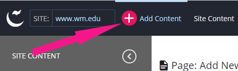 To add something new to Cascade, click the pink plus in the upper left.