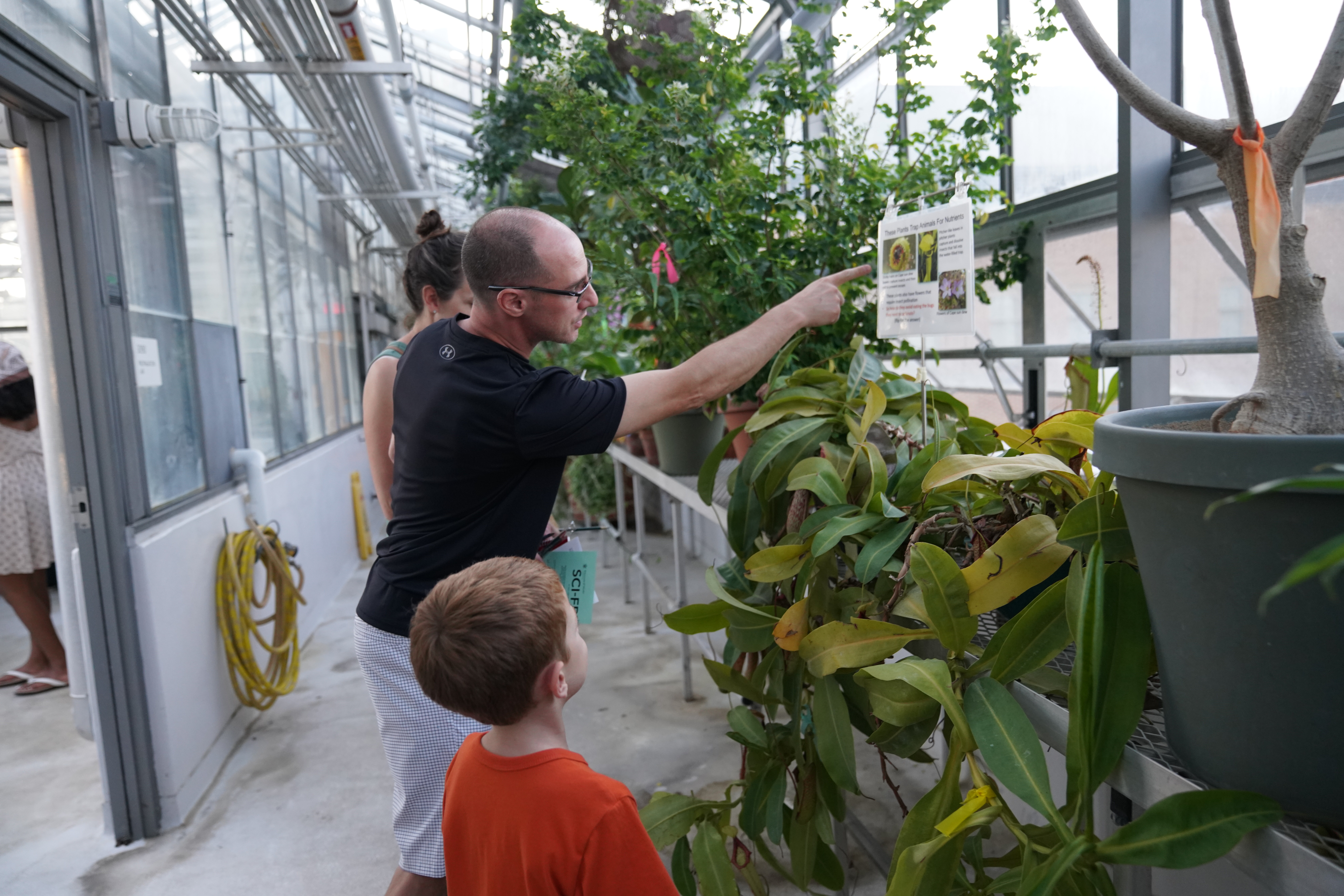 adult pointing something out for a small child