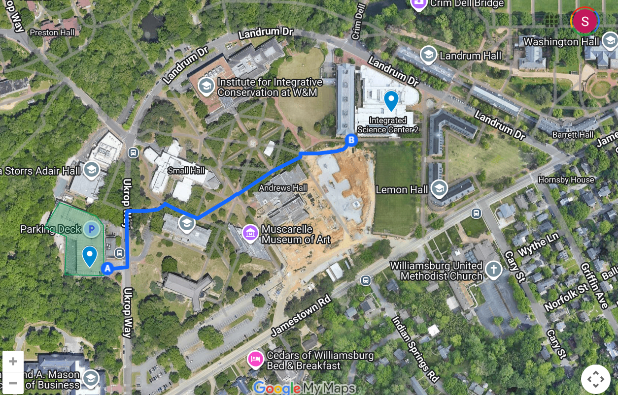 map of weekday parking for the herbarium