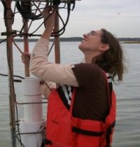 Elizabeth Francis at work in Chesapeake Bay
