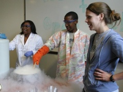 Open Lab: Dr. Hinton and students making ice cream with liquid nitrogen 