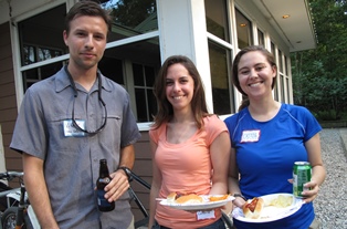 Biology graduate students Vitek Jirinek, Catherine Bianchi, and Caitlin Cyrus at the Biology graduate student picnic