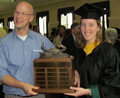 Oliver Kerscher and Brooke Matson '11 hold the Charlotte Preston Mangum award