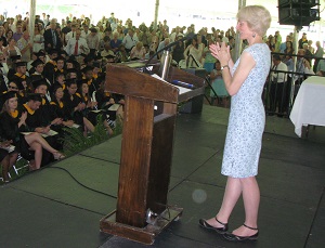 Liz Allison was emcee for the 2014 Biology Dept. graduation ceremony