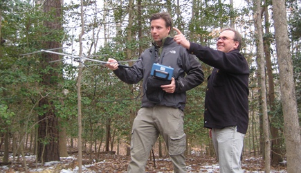 Vitek Jirinec and Matthias Leu with bird tracking equipment (photo Randy Chambers)