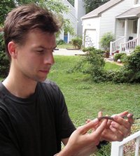 An Eastern Worm Snake held by grad student Vitek Jirinek