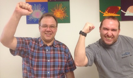 Dr. Matthias Leu and Dr. Jon Allen celebrate tenure! - Photo by Akshay Deveradonda