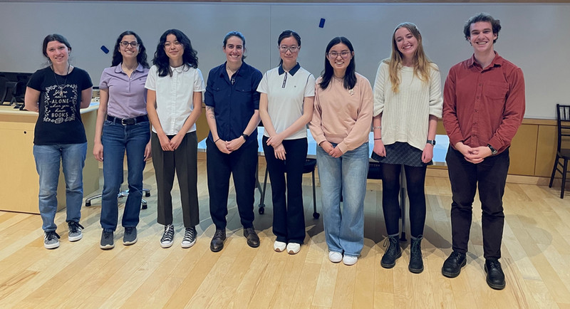 Speaker Anna Klompen with fellows Mia Enriquez, Emily Mon, Raven Padua, Maisie Wang, Annie Yan, Abby Riddle, Nathan Kulp