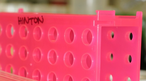 Bright pink test-tube holder