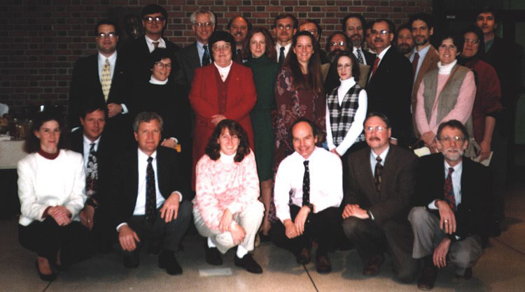 Charlotte Mangum and her students celebrate 30 years of her work as a teacher and research mentor of William and Mary students in October, 1993