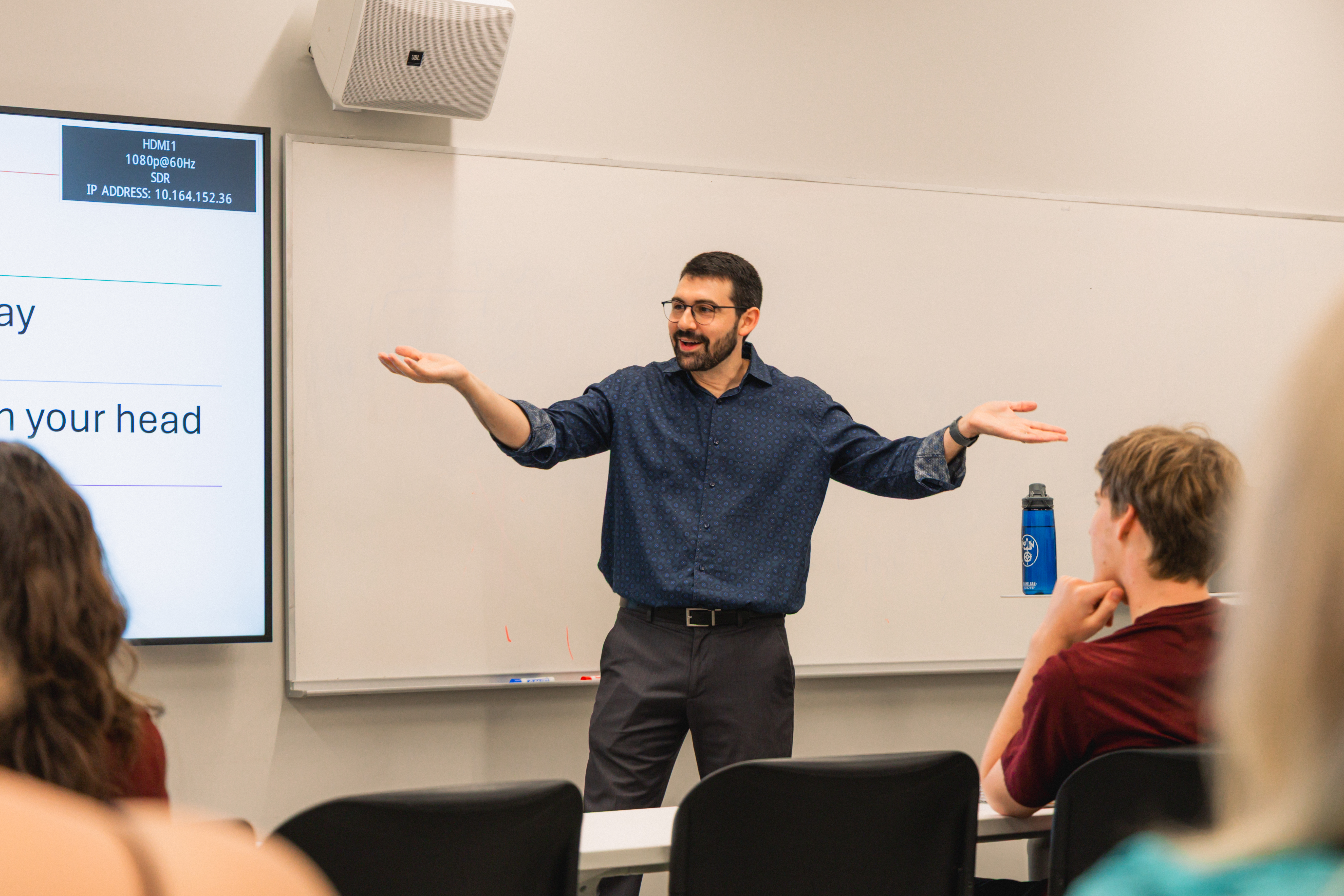 Anthony Williams, director of Williamsburg’s Early Childhood Music School, explains the transformative power of music education for young learners Sept. 26 in William & Mary's Music Arts Building. (Photo by Samuel Li)