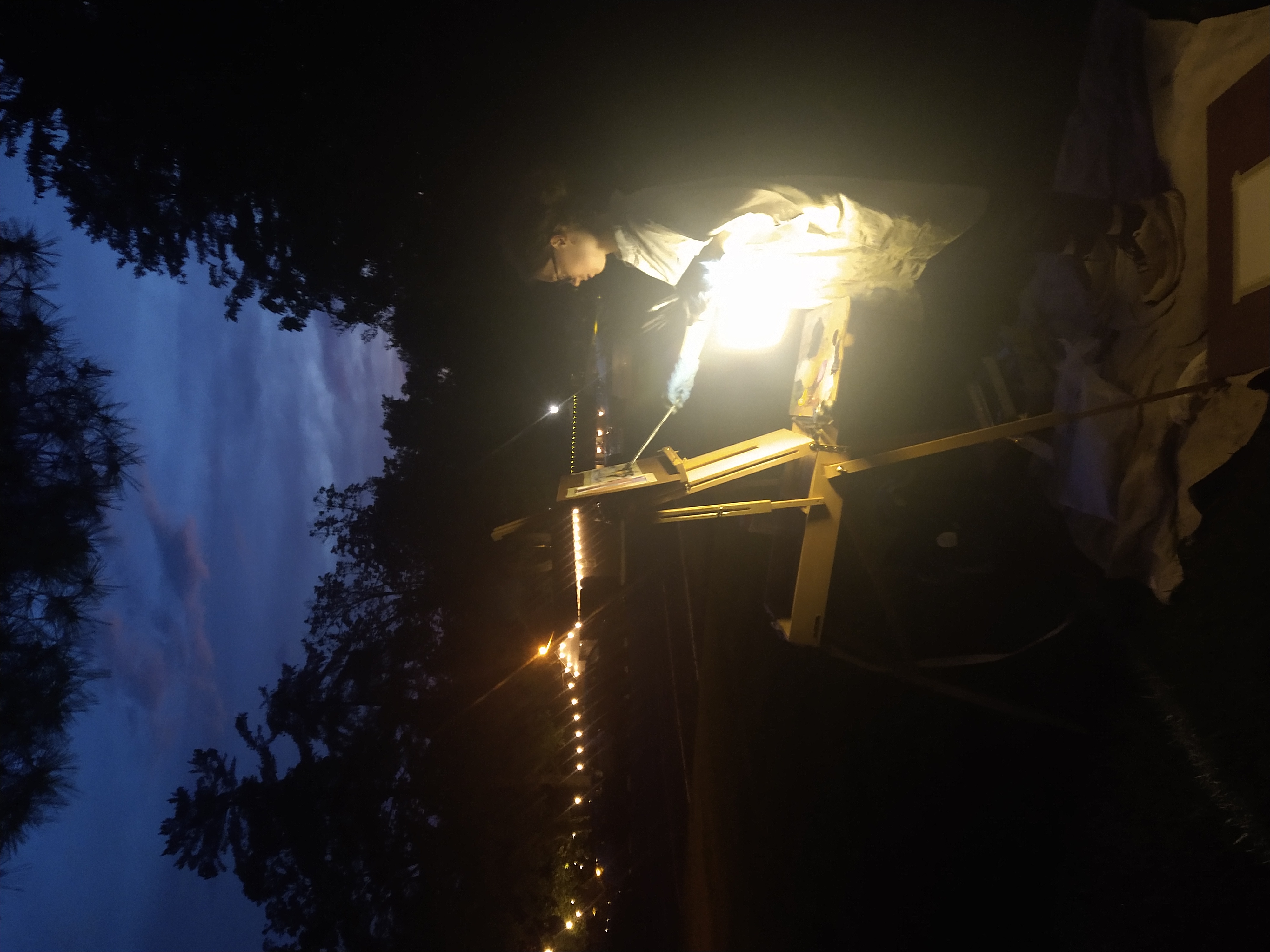 the Mount Gretna Art major Katelyn Workman ’27 paints into the night as a student at the Mount Gretna School of Art Summer Intensive in Mount Gretna, Pennsylvania. (Courtesy photo)