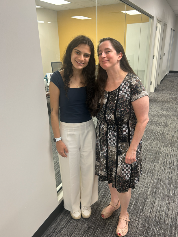 During her Journalism & Democracy Fellowship internship with Virginia Media last sumer, Mohamadi (left) benefited from the close mentorship of Tara Bozick (right), business editor for the Virginian-Pilot and Daily Press newspapers. (Courtesy photo)