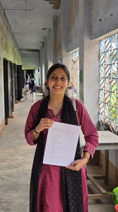 Anushka Pujara ’28 visits a local primary school with the Last Person Foundation in Bishnupur, West Bengal, India, as part of her Sharpe Action Research Internship. (Courtesy photo)
