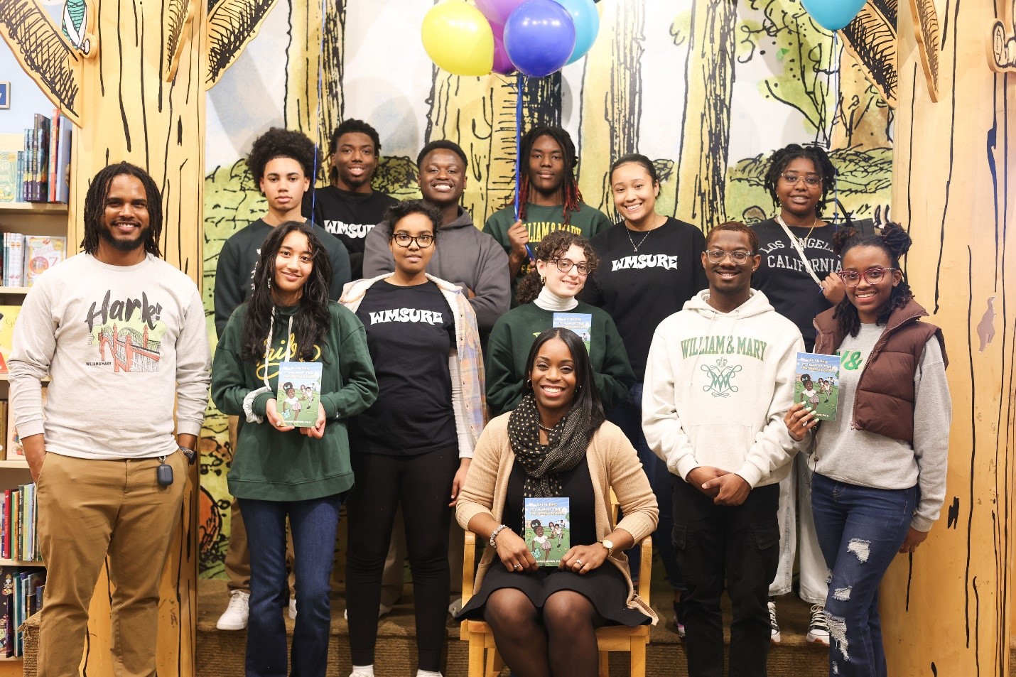 A dozen WMSURE students and program staff joined Dr. Terainer Brown from the School of Education for an inaugural “Career Café” event for K-8 students in Newport News, Virginia on Feb. 24. (Courtesy photo)