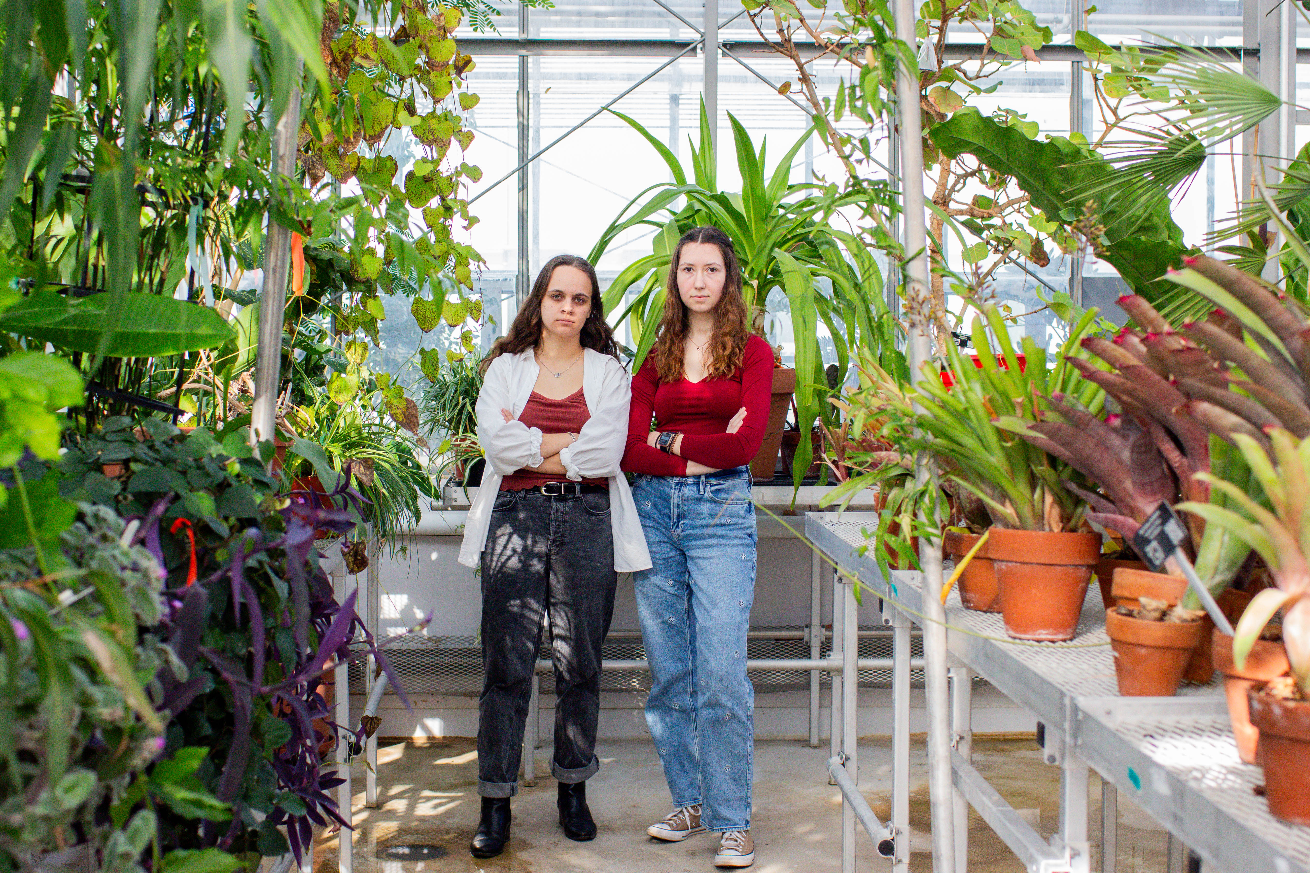 Neuroscience major Megan Fleeharty ‘24 (left) and biology and environmental science major Olivia Cunningham ’25 (right) share the same goal: to see their work expand beyond the lab and experience real-world impacts. (Photo by Tess Willett)