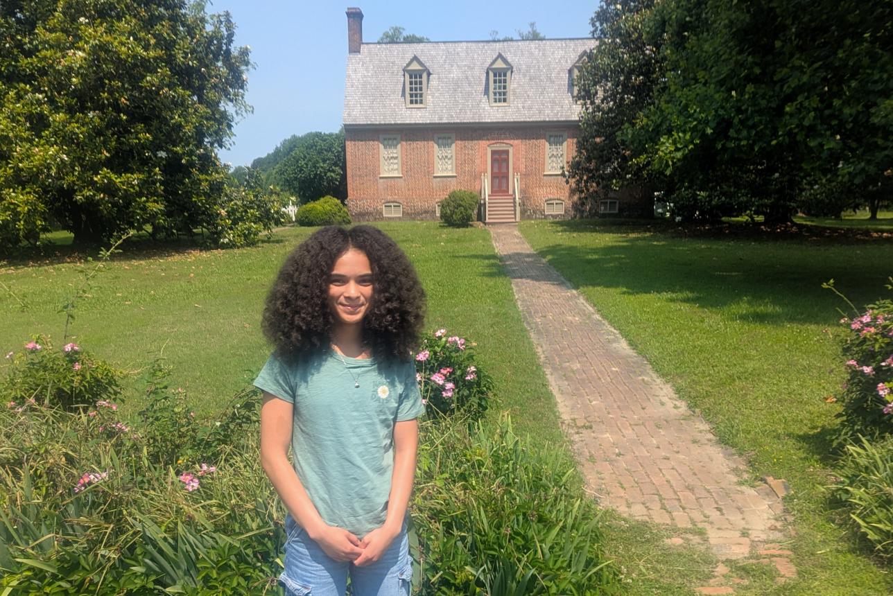 Cadence Hodge '28 is researching the history of Smith's Fort in Surry, Virginia, for Preservation Virginia as a Woody Intern in Museum Studies this summer. (Courtesy photo)