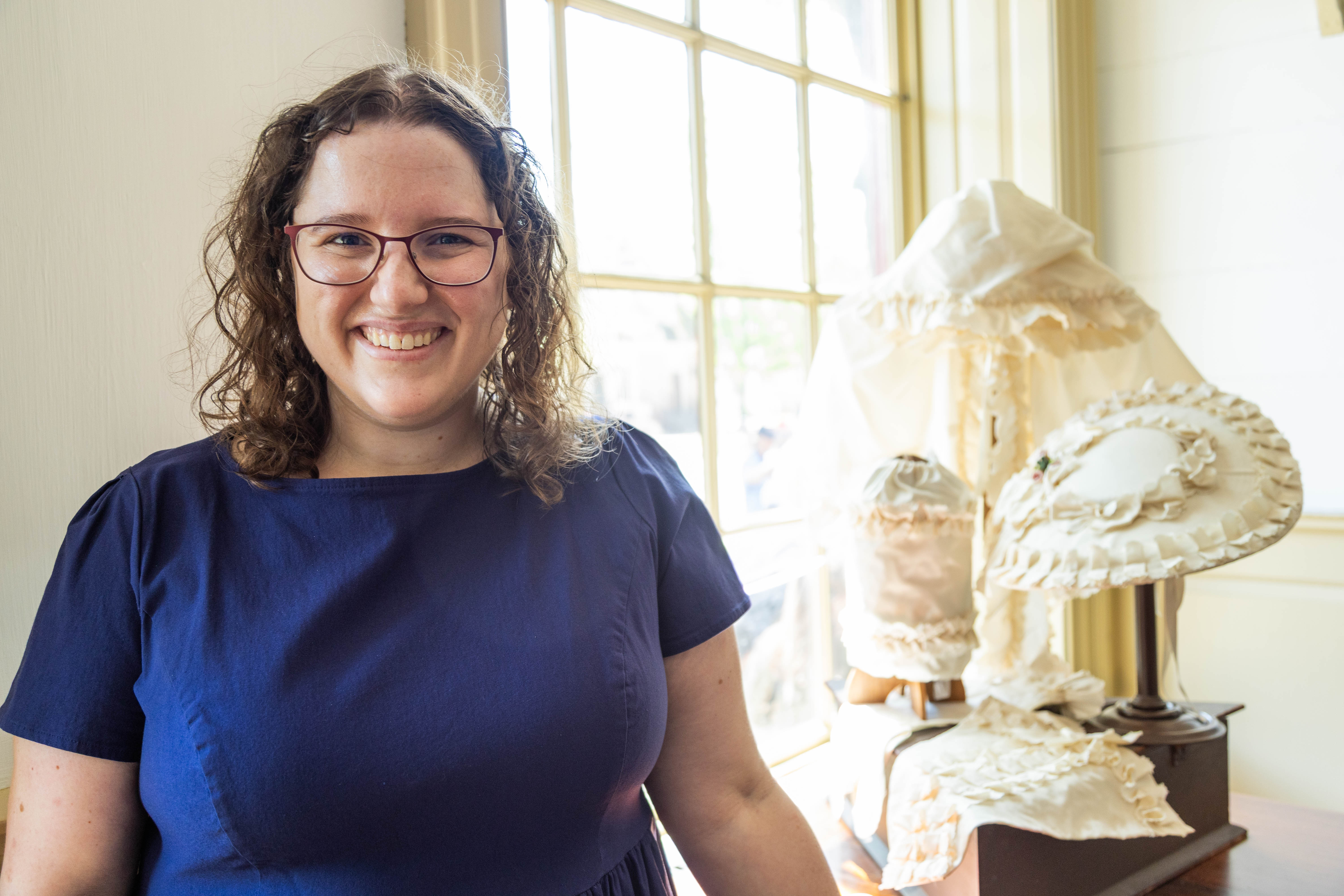 Emily Wells, in her final year as a Ph.D. candidate in history, attended the 77th Colonial Williamsburg Antiques Forum with a Boswell-Caracci grant last February. (Photo by Tess Willett)