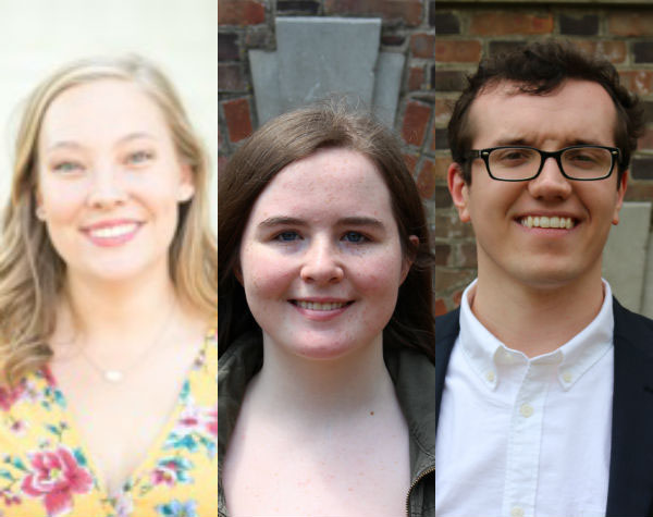 Abigail Mcfarland, Colleen Mulrooney and Aaron Spitler were three of the five William & Mary students to win the Fulbright Award in 2019.