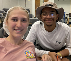 Chemistry majors Kaleea Korunka '25 (left) and Kyle Lewis-Johnson '25 (right)