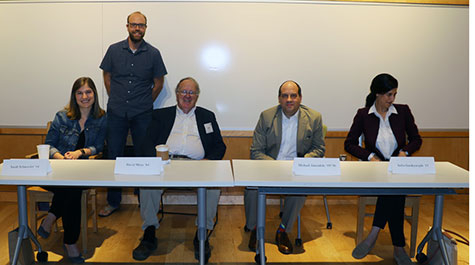 Sarah Schuessler ‘14, Doug Young, David Mims ‘64, Michael Amendola ‘95/’96 and Sofia Garakyaraghi ’13 took part in a Homecoming Panel to discuss Life after W&M with current chemistry students.