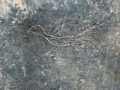 Bird graffito: Being there in person allows students to perceive all the details of a site, rather than just the highlights featured in museums or scholarly books. This bird graffito, thought to have been drawn by a child, stands in stark contrast to the remarkable frescoes found elsewhere in the villae at the wealthy resort town of Stabiae.