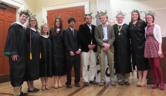 Our graduating class receive their baccalaureate diplomas as true baccalaureati (literally, 'crowned with berry-bearing laurel'.)