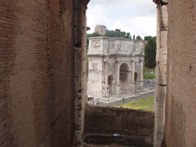 On site, students can actually place themselves into the spatial arrangements and interrelationships of the built environment. The Arch of Constantine, seen here from the Colosseum, is a good example of how the Romans located important celebratory structures alongside popular public venues in order to reinforce certain political and social values among the people.