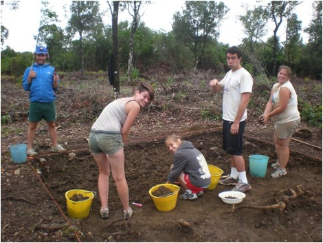 Anne Morin '12 at the trenches...