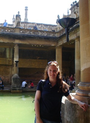 Beth at the Great Baths, in Bath, U.K.