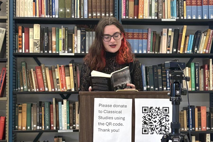 Student, Haley, reading
