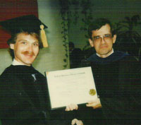 Noonan with the College’s first computer science Ph.D. student, Randall Meyer, in 1988