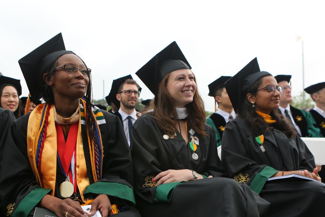 Three students at William & Mary's 2019 Commencement