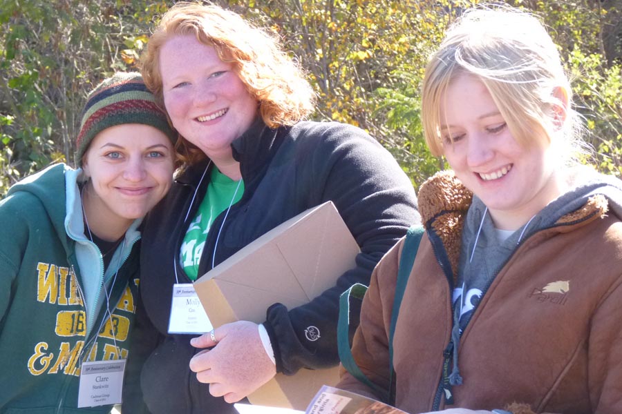 Clare Stankwitz ('11), Molly Cox ('11), and Michelle Hoon-Starr ('15) at Belle Island