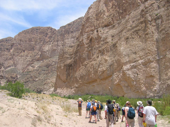 Hiking into Boquillas Canyon to examine a fault.